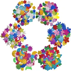 [6 Pack] Glitter Foam Letter Stickers Foam Stars Heart Self