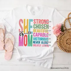 Inspirational Christian Mom T-Shirt, Affirmation White Tee for Strong and Motivated Mothers