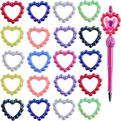 24pcs Acrylic 3D Hollow Heart Focals Beads