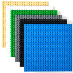 Strictly Briks Classic Stackable Baseplates, For Building Bricks, Bases for Tables, Mats, 100% Compatible with All Major Brands, Sand, White, Green, Gray, Black & Blue, 6 Pack, 6x6 Inches, Ages 3-14 Multicolor