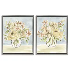 Stupell Industries Soft Bungalow Bouquets 2pc Floating Frame Set By June Erica Vess
