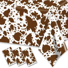 3Pcs Cow Print Tablecloths Farm Animals Brown Cow