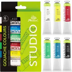 Gouache Paint Tubes - 6x22ml / 0.74 Fl Oz Non-toxic Gouache Painting Supplies Art Paints Set for Adults, Beginners, Students