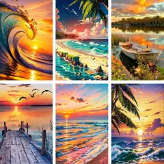 Sunset Beach Paint by Numbers kit for Adults ( 8x12in)