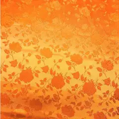 1 Yard Orange Rose Floral Jacquard Satin Fabric, 100% Polyester, 60/59&Prime; Wide