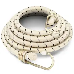 72-Inch Heavy Duty Bungee Cords with Metal Hooks for Bikes, Camping, Outdoors, Tie Downs, Cargo Security, Weatherproof & Abrasion Resistant White