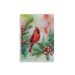 Watercolor Cardinal Burlap Garden Flag