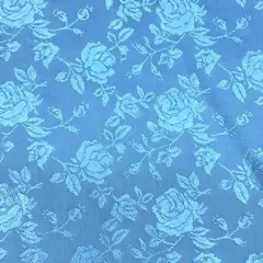 1 Yard Turquoise Rose Floral Jacquard Satin Fabric, 60/59&Prime; Wide, 100% Polyester