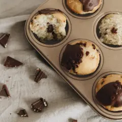 Muffin Pan for Baking, Nonstick Cupcake Pan Set of 2, 12-Cup Muffin Tin, Premium Round Cheesecake Pans, Dishwasher Safe - Gold Grey