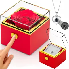 Rose Forever Flowers Jewelry Gift Box With I Love You Necklace