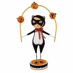 Lori Mitchell 7.5 Inch Toss A Jack Cat Halloween Figurine , Lightweight Halloween Decor Jack-O-Lanterns Multicolored