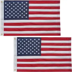 2 Pack American Flag 12x18 Inches Embroidered Small American Boat Flag Nautical Patriotic US United Flags for Outside with 2 Brass Grommets