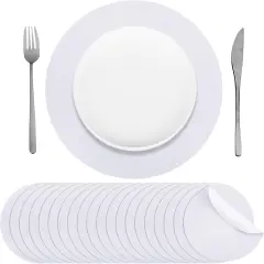 120 Pcs Disposable Paper Placemats 12 Inch Round Paper Place Mats Blank Table Mats for Restaurant Catering Dining Weddings Birthday Table Baby Kids Birthday Parties (White)