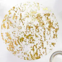 Disposable Gold Placemats Set of 24 Metallic Thin Round 13 Inch Gold Foil Mesh Pressed Fall Table Mates 24 Pack Gold Doilies for Wedding Birthday Party