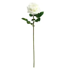 25.6" Real Toch White Rose Artificial Flower Stem