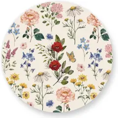 50Pcs Floral Round Paper Placemat Wildflower Disposable Place Mat Retro Floral Decorative Paper Table Mat for Spring Wedding Bridal Shower Party Table Setting, 13 x 13 Inch