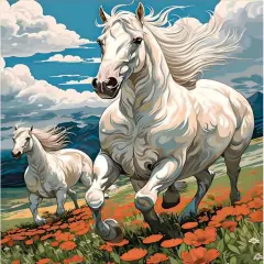 Paint by Numbers Kit for Adults Horse- Horses Adult Paint by Number Kits on Canvas, DIY Acrylic Oil Painting Kits for Wall Decoration