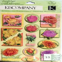 K & Company Susan Winget Spring Blossom Peonies Grand Adhesions Dimensional Stickers