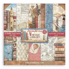 Stamperia Double-Sided Paper Pad 12"X12" 10/Pkg-Vintage Library, 10 Designs/1 Each