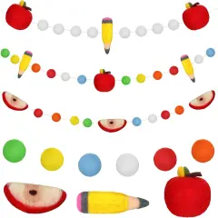 Apple and Pencil Felt Ball Garland