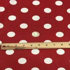 1 Yard Red Poly Cotton Fabric White Polka Dot Print 59/60" Wide