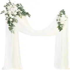 Spring Fake Rose Arbor Backdrop White Sage Floral Party Outdoor Decor