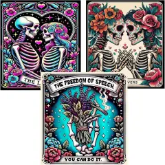 3 Pack 5D Skull Diamond Painting Kits - 12x16 Inch