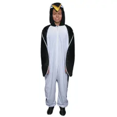 Penguin Child Costume Plush Zipper Front Jumpsuit with Character Hood