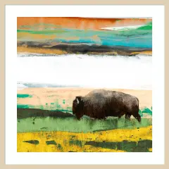 Bison Primary Decision by Sisa Jasper Wood Framed Wall Art Print