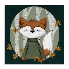Stupell Industries Autumnal Fox & Birch Trees Canvas Design by Sarah Hickman