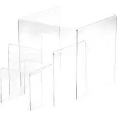 Plymor Clear Acrylic Square Display Risers, 4", 6", 8" Assortment Pack, Set of 3 (Medium) (1/8" thick)