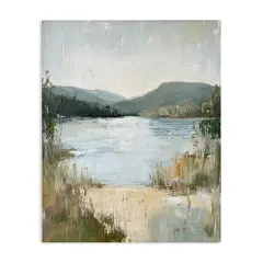 Stupell Industries Abstract Lake Shore & Mountains Canvas Design by Petal Prints Design