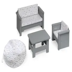 Badger Basket Living Room Furniture Set for 18 inch Dolls - Gray/White