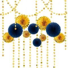 Navy Blue Gold Party Decorations Paper