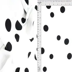 1 Yard Rayon Challis Polka Dots Print Fabric, 54&Prime; Wide IVORY/BLACK