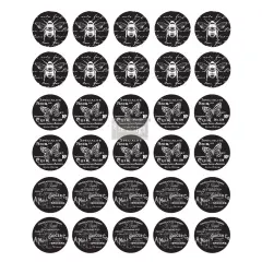 24 Redesign Knob Transfer - French Noir - 3 designs, sheet size 10.5x8.5, black & white rub-ons 
