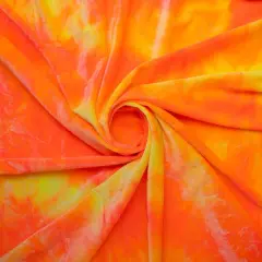 Renegade Tie Dyed Stretch Velvet Fabric Orange