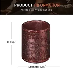 Pen Holder for Desk Cute, Desk Organizers and Workspace Accessories Storage, Pencil Holder Cup for Makeup Brush/Art Supplies/Stationery, Decorative Aesthetic Office Organization, PU Leather