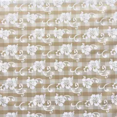 1 Yard Hibiscus Palaka Cotton Fabric , 45" Wide Beige