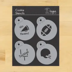 Small Football Candy Stencils | C254 by Designer Stencils | Cookie Decorating Tools | Baking Stencils for Royal Icing, Airbrush, Dusting Powder | Reusable Plastic Food Grade Stencil for Cookies | Easy to Use & Clean Cookie Stencil