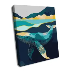 Painting by Numbers kit Graceful whale with extra metallic paintsKHO6522