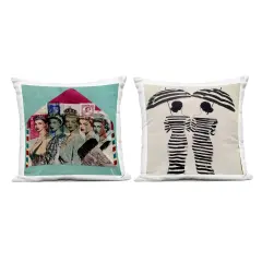Stupell Industries Postal Glam & Fashionistas 2 Piece Outdoor Printed Pillow Set design by Annabelle Hall, 18 x 7 x 18