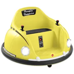 Best Choice Products 6V Kids Ride On Bumper Car Toy w/ Remote Control, Harness, Lights, 360 Degree Spin Yellow