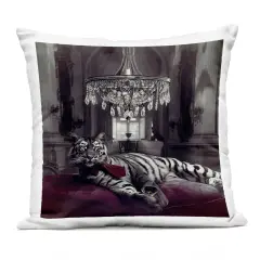 Stupell Industries Luxurious Tiger with Chandelier Outdoor Pillow, 18 x 7 x 18