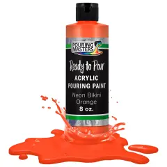 Pouring Masters Neon Bikini Orange Ready to Pour Acrylic Pouring Paint - Premium 8-Ounce Pre-Mixed Fluid Acrylic Paint - Fluid Art Supplies for Canvas, Wood, Paper, Tile & Rocks