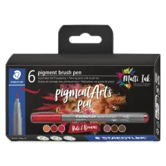 Staedtler Pigment Arts Brush Pens - Red and Browns, Set of 6