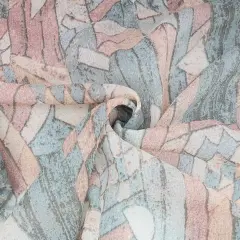 1 Yard Elegant Yoryu Chiffon Sheer Fabric Pink & Green, Lightweight Apparel Fabric, 57/58" Wide