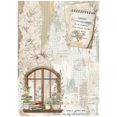 Stamperia Rice Paper Sheet A4-Create Happiness Secret Diary Window