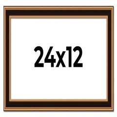 Panoramic Weathered Gold Picture Frame - UV Acrylic, Foam Board Backing, Hanging Hardware