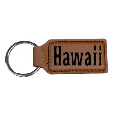 Keychain - Rectangle - Hawaii - Leather Rawhide/Black